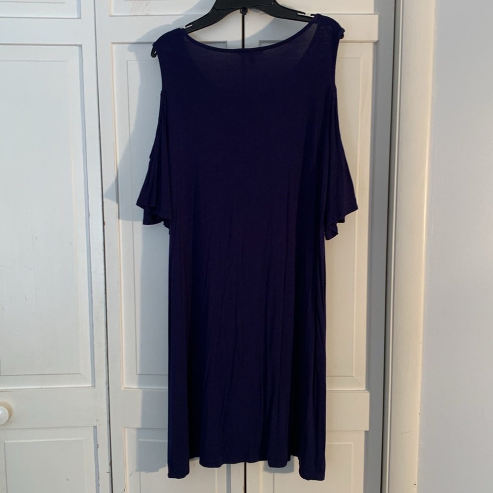 Freeway Women's Cold Shoulder Mini Dress - Navy Blue EUC - Picture 6 of 8